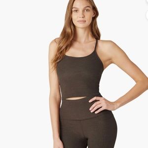 Beyond Yoga Spacedye Racerback Cropped Tank Top chocolate chip expresso large